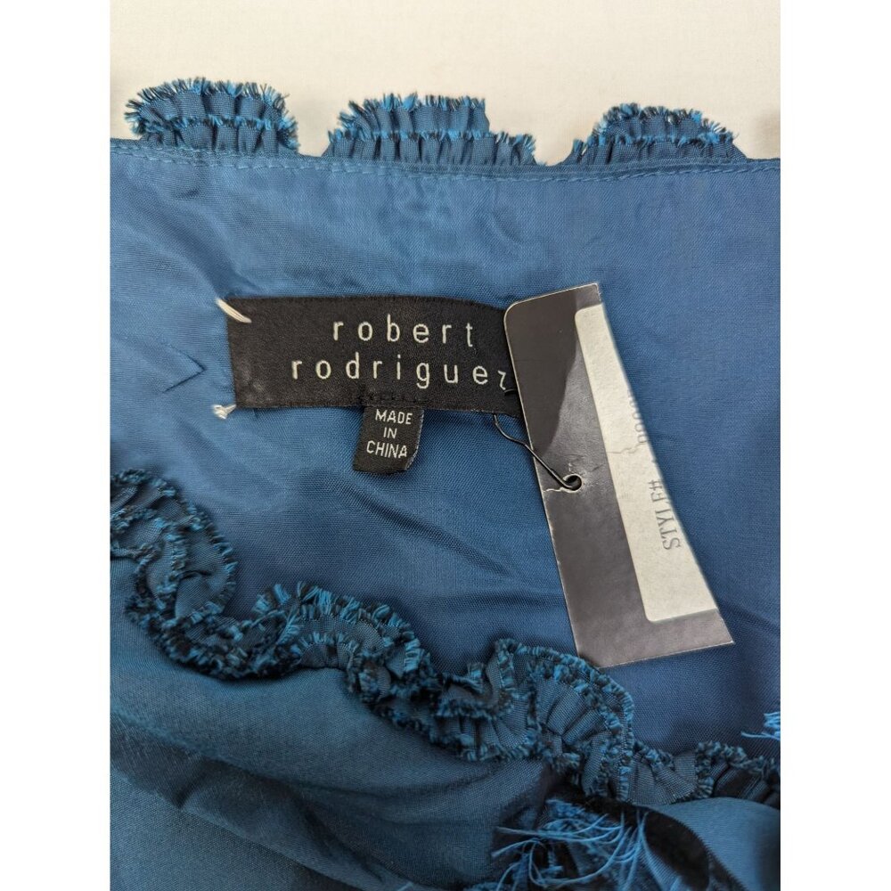 Robert Rodriguez Women's Blue Applique Taffeta Ruffle Trim Party Dress Sz 0 - Picture 4 of 6